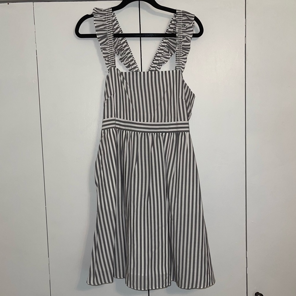 Madewell Striped Ruffle Sleeve Dress